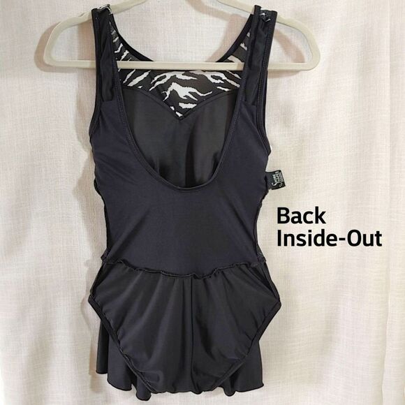 Shore Shapes Black White Swimdress Shelf Bra Tummy Control Womens 12 Large EUC - Picture 4 of 12